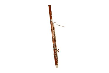 A bassoon alone on a white background